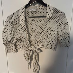 L’Academie Puff Sleeve Polka Dot Crop
